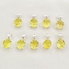 Wholesale lot of 9 natural lemon topaz 925 sterling silver pendant w2294