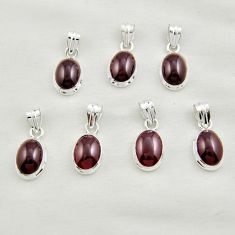 Wholesale lot of 7 natural red garnet 925 sterling silver pendant w2430
