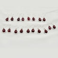 Wholesale lot of 9 natural red garnet 925 sterling silver dangle earrings w2431