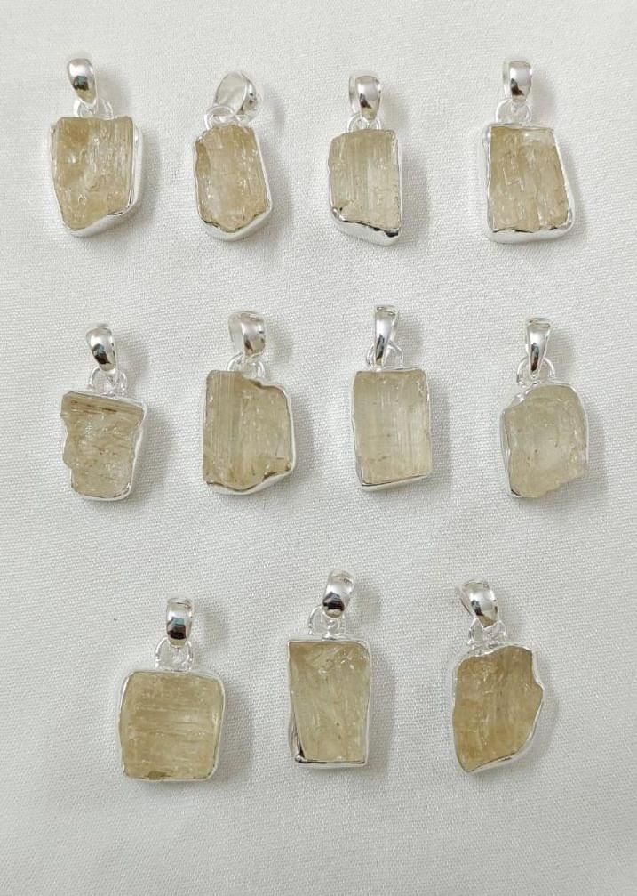 wholesale lot of 11 scapolite rough 925 sterling silver pendant jewelry W443