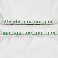 22.16cts wholesale lot of 10 natural green emerald 925 silver ring size 6 - 8.5