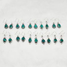 38.45cts wholesale lot of 10 natural green emerald 925 sterling silver earrings