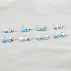 Wholesale lot of 8 natural blue larimar 925 silver stud earrings w2816
