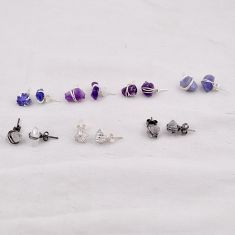 Wholesale lot of 7 natural multicolor multi gemstone 925 silver stud earrings w2840