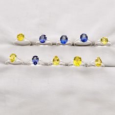 33.65cts wholesale lot of 10 natural lemon topaz 925 silver ring size 5.5 - 8