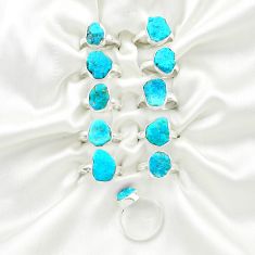 Wholesale lot of 11 blue sleeping beauty turquoise 925 silver ring (size 7-9)