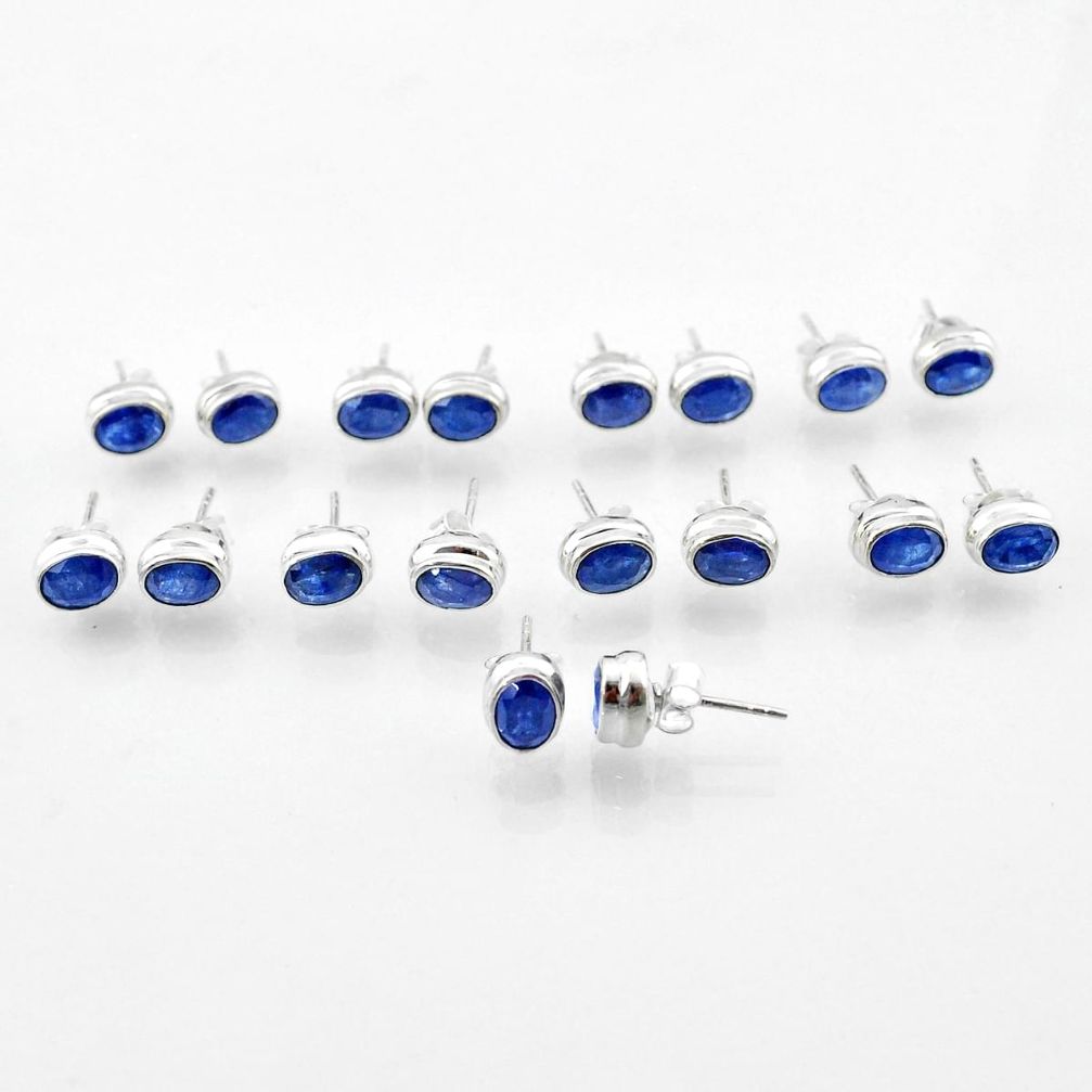 Wholesale lot of 9 natural blue sapphire 925 sterling silver earrings
