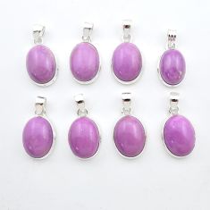 Wholesale lot of 8 natural purple phosphosiderite 925 silver pendants