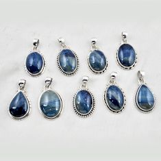 Wholesale lot of 9 natural blue swedish slag 925 silver pendant w3106