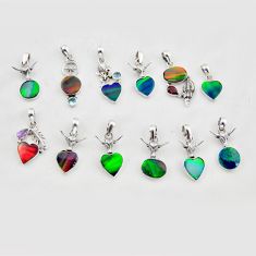 Wholesale lot of 12 natural multicolor multi gemstone 925 silver pendant w3114