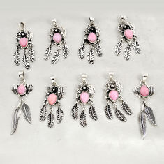 Wholesale lot of 9 natural pink opal 925 silver dreamcatcher pendant w3302