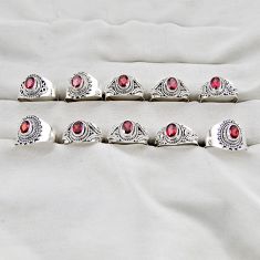 Wholesale lot of 10 natural red garnet 925 silver ring (size 6.5 - 9) w3560