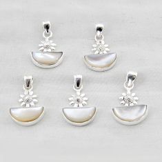 Wholesale lot of 5 natural white pearl 925 sterling silver pendant w3591