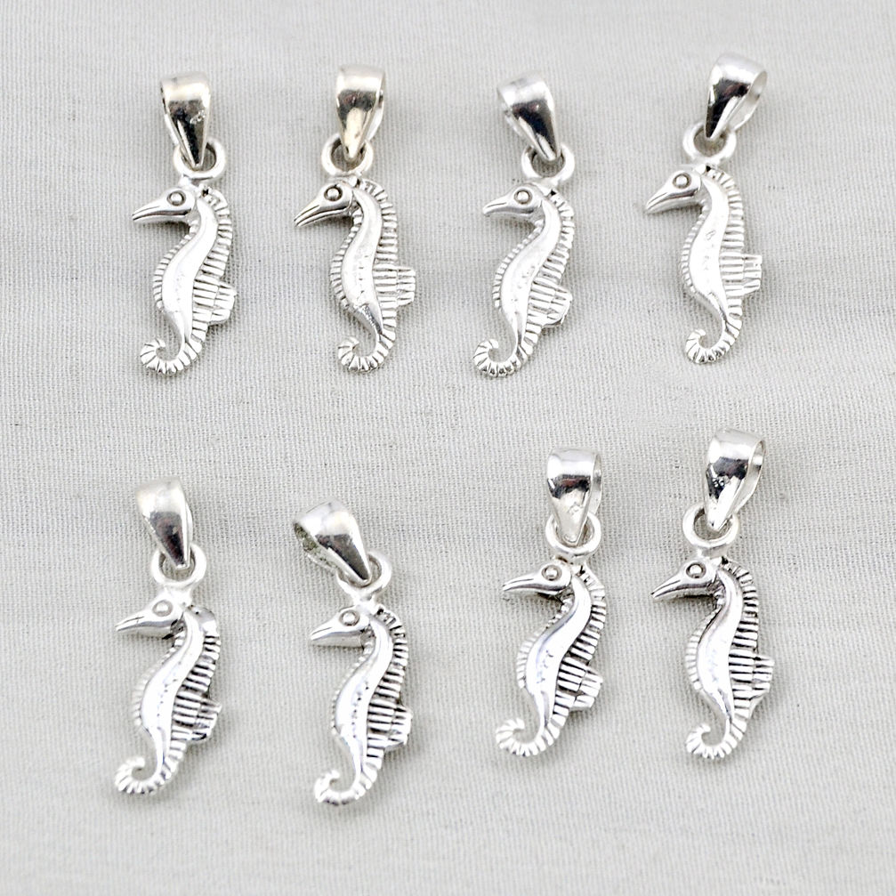 wholesale lot of 8 indonesian bali style solid 925 silver seahorse pendant w3593