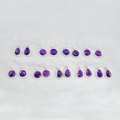 Wholesale lot of 9 purple copper turquoise 925 silver earrings w3642