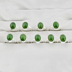 Wholesale lot of 9 natural green aventurine 925 silver ring (size 6 - 8) w3683
