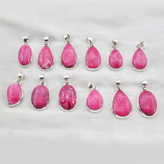 Wholesale lot of 12 natural pink thulite (unionite, pink zoisite) 925 silver pendant w3706