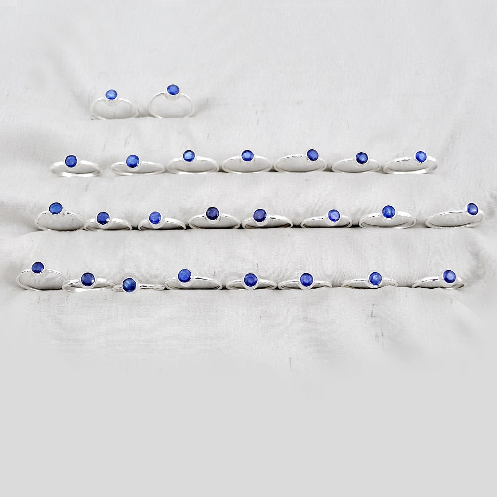 Wholesale lot of 25 natural blue iolite 925 silver ring (size 6 - 9) w3843