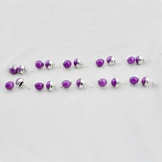 Wholesale lot of 10 natural purple phosphosiderite (hope stone) 925 silver earrings w3849