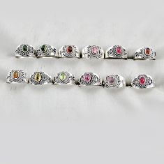 wholesale lot of 12 natural pink tourmaline 925 silver ring size 7 - 8.5 W3857