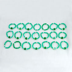 wholesale lot of 21 natural green chalcedony 925 silver ring size 7 - 11 W3910