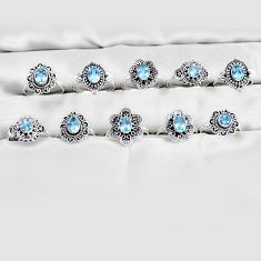 Wholesale lot of 10 natural blue topaz 925 silver ring (size 6.5 -9) w3948
