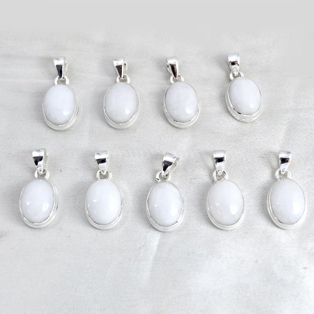 wholesale lot of 9 natural white quartz 925 sterling silver pendant jewelry W3985