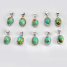 wholesale lot of 10 natural green kingman turquoise 925 silver pendant w4029
