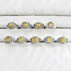 Wholesale lot of 9 natural golden tourmaline rutile 925 silver ring size 7- 8.5 w4041