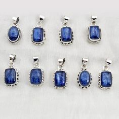 Wholesale lot of 9 natural blue kyanite 925 sterling silver pendant w4060