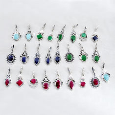 wholesale lot of 25 natural multicolor multi gemstone 925 silver pendant  W4095
