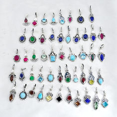 wholesale lot of 50 natural multicolor multi gemstone 925 silver pendant  W4105