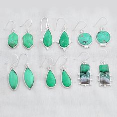 Wholesale lot of 6 natural green variscite 925 silver earrings w4109