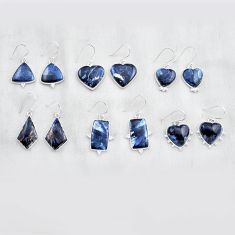 Wholesale lot of 6 natural black pietersite (african) 925 silver earrings w4111