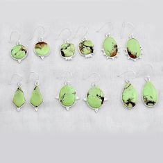 Wholesale lot of 6 natural lemon chrysoprase 925 silver earrings  w4114