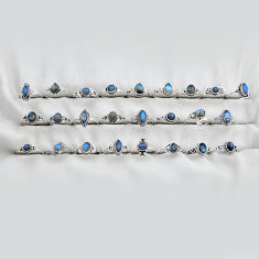 Wholesale lot of 25 natural blue labradorite 925 silver ring size 6 - 9 w4151