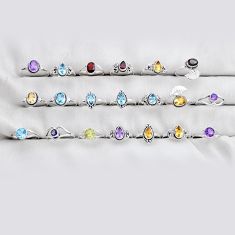 Wholesale lot of 20 natural multicolor multi gemstone 925 silver ring size 6 - 9 w4156