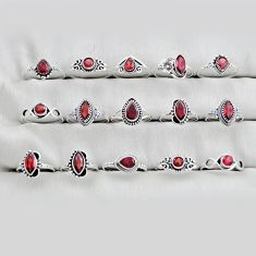 Wholesale lot of 15 natural red garnet 925 silver ring size 5.5 - 9.5 w4165