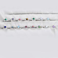 Wholesale lot of 15 natural multicolor multi gemstone 925 silver ring size 5.5 - 10 w4166