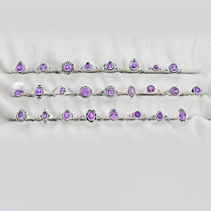 Wholesale lot of 25 natural purple amethyst 925 silver ring size 6 - 9 w4172