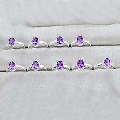 26.23gms wholesale lot of 9 natural purple amethyst 925 silver ring size 5.5 - 8 w4180