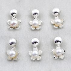 12.87gms wholesale lot of 6 natural white pearl 925 sterling silver pendant w4195