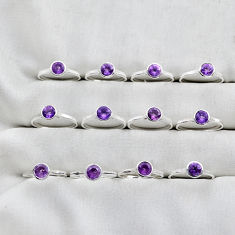 26.87gms wholesale lot of 12 natural purple amethyst 925 silver ring size 6.5 - 9 w4223