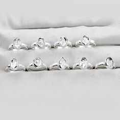 30.26gms wholesale lot of 9 natural white herkimer diamond 925 silver ring size 6 - 8.5 w4238