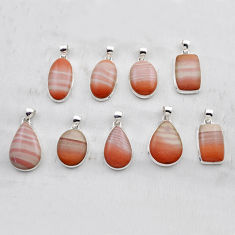 60.56gms wholesale lot of 9 natural orange celestobarite 925 silver pendant w4318