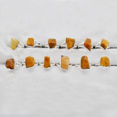 49.26gms wholesale lot of 12 natural yellow amber bone 925 silver ring size 5.5 - 8.5 w4336