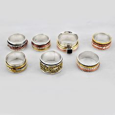 48.36gms wholesale lot of 7 natural red garnet 925 silver spinner ring size 6.5 - 10.5 w4400