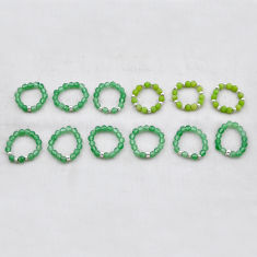 20.48gms wholesale lot of 12 natural green chalcedony 925 silver adjustable ring size 5 - 8 w4434