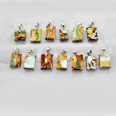 94.65gms wholesale lot of 13 matrix royston turquoise 925 sterling silver pendant w4468