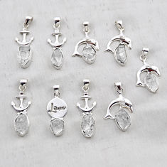 36.48gms wholesale lot of 9 natural white herkimer diamond 925 silver pendant w4494